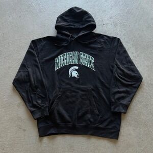 Vintage 90s Michigan‎ State Spartans Sweatshirt Size XL Black Hoodie NCAA MSU
